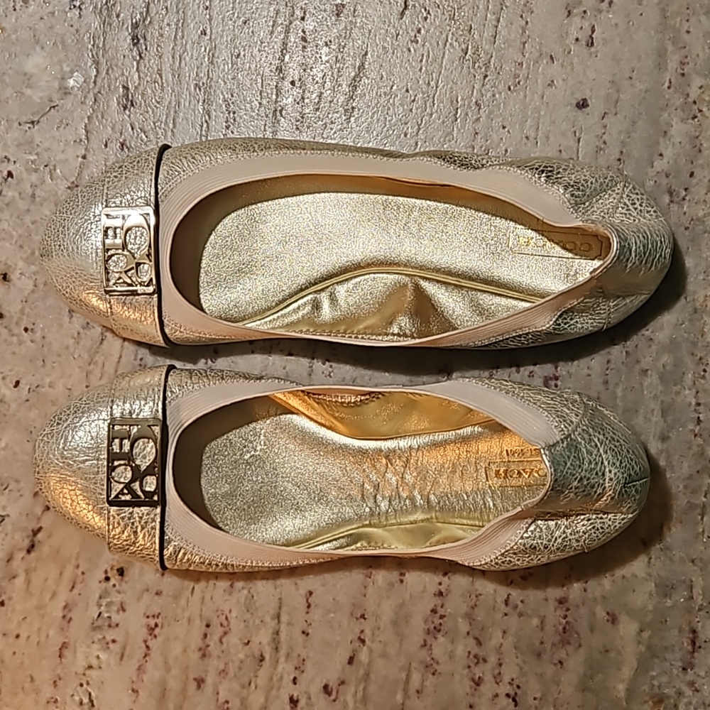 Coach Dora Gold Metallic Slippers